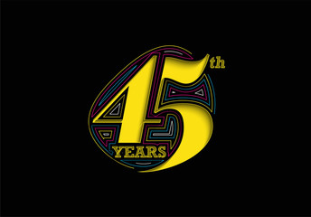 45th Years Anniversary Celebration Vector Design.