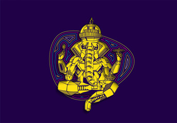 Polygon Style vector elephant God Ganesha. Illustration of Happy Ganesh Chaturthi.