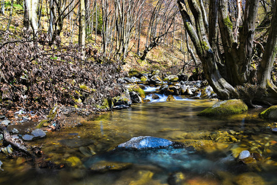 HDR outdoor landscape photography of river with rocks