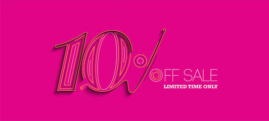 10% OFF Sale Discount Banner. Discount offer price tag.  Vector Modern Sticker Illustration.