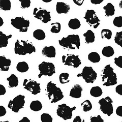 Seamless brush pattern. Black and white. Vector monochrome illustration.