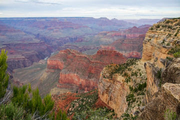 Rock wall and view to the Colorado River