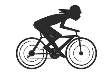 Cycling silhouette. Silhouette of a cyclist athlete. Logo of a cyclist Isolated on a white background. A man in a helmet rides a bicycle.