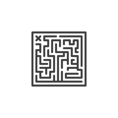 Maze Labyrinth line icon. linear style sign for mobile concept and web design. Labyrinth board game outline vector icon. Symbol, logo illustration. Vector graphics