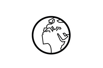 Globe icon. Earth sign. World symbol. Simple thin line icon on white background. Vector illustration.