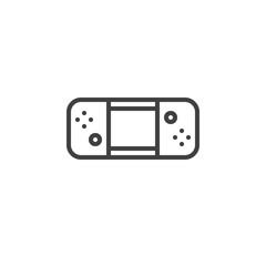 Fototapeta premium Handheld gamepad line icon. linear style sign for mobile concept and web design. Portable game console outline vector icon. Symbol, logo illustration. Vector graphics