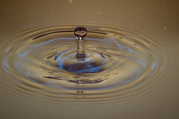 Splash of water crown on colored surface