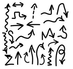 Illustration of Grunge Sketch Handmade Watercolor Doodle Vector Arrow Set Collection