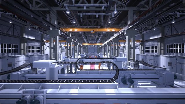 Robotic line at the futuristic factory