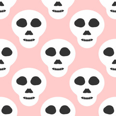 Simple seamless pattern with skulls. Modern girly print. Vector illustration.