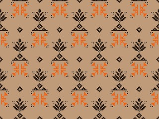 Bright colors of seamless pattern with  cross-stitch and  cross.
