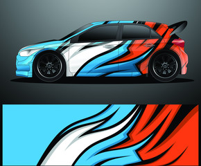 Rally car decal graphic wrap vector, abstract background