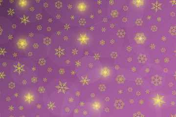 Golden snowflies on a pink  background. Vector illustration