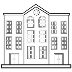 residential urban building in a modern style of three buildings in the circuit, isolated object on a white background, vector illustration,