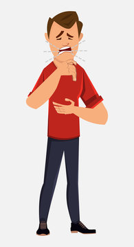 young boy Coughing concept illutration