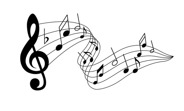 Illustration of musical notes on white background