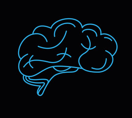 Illustration of human brain on black background
