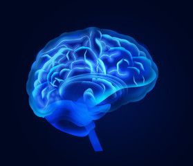 Illustration of human brain on blue background