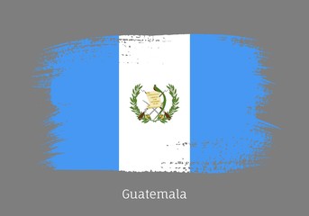 Guatemala republic official flag in shape of paintbrush stroke. Country national identity symbol for patriotic design. Grunge brush blot isolated vector illustration. Guatemalan nationality sign.
