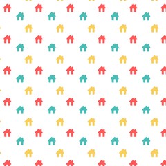 Seamless home sign pattern. On white background, vector