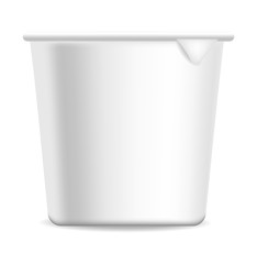 Realistic yogurt package, white box isolated, vector
