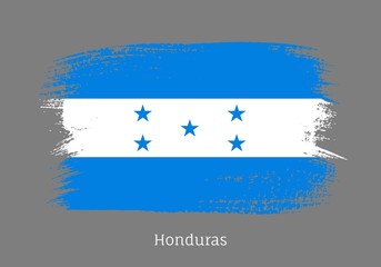 Honduras republic official flag in shape of paintbrush stroke. Honduran national identity symbol for patriotic design. Grunge brush blot isolated vector illustration. Honduras country nationality sign