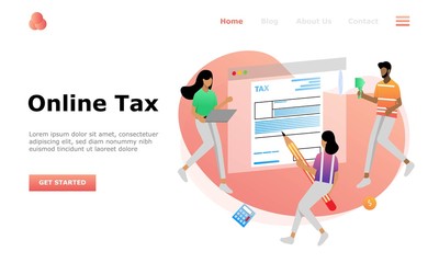 Online Tax Payment Vector Illustration Concept , Suitable for web landing page, ui, mobile app, editorial design, flyer, banner, and other related occasion