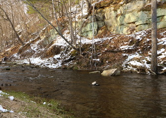 Hay River, Dunn County WI in early spring with snow

