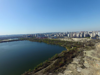 Fototapeta na wymiar Aerial view of the saburb landscape (drone image). Near Kiev,Ukraine