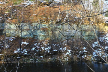 Hay River, Dunn County WI in early spring with snow
