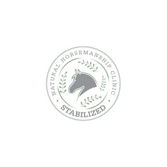 stabilized logo, stamp style head horse and grass vector