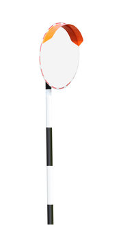Traffic round mirror on white background.