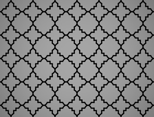 Abstract geometry pattern in Arabian style. Seamless vector background. Black and grey graphic ornament. Simple lattice graphic design