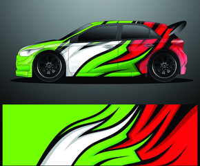 Fototapeta premium Rally car decal graphic wrap vector, abstract background