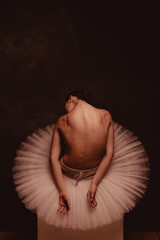 Young beautiful ballet dancer is posing in studio