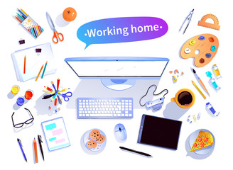 Working Home concept vector illustration