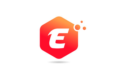 E alphabet letter logo icon design with orange colored rhombus for company and business