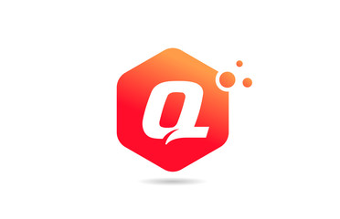 Q alphabet letter logo icon design with orange colored rhombus for company and business