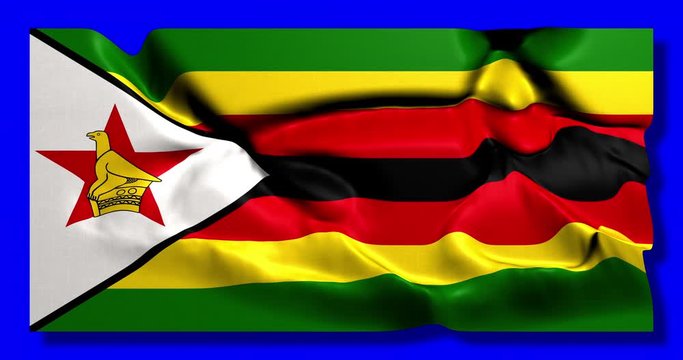  Green screen hiper realistic loop of Zimbabwe flag waving in the wind zimbabwean flag fluttering with highly detailed fabric texture animation 4k