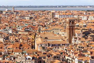 Old town  of Venice. View from the bell tower Campanile di San Marco in Verona, Italy