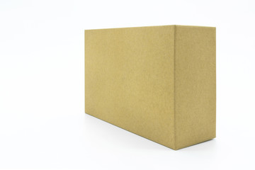 View of the brown carton isolated on the white background.