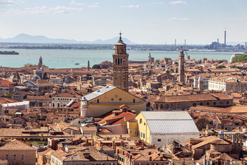 Old town  of Venice. View from the bell tower Campanile di San Marco in Verona, Italy
