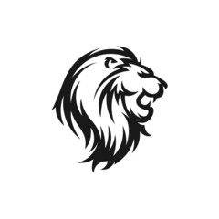 Head Lion Line Art Logo, Wild Lion Vector Icon Logo Template