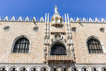 The fasade of the Doge Palace in Venice, Italy.
