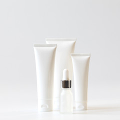 Cosmetics packaging .Plastic cosmetic of cream.Natural beauty spa product concept.Mock-up.