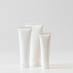 Cosmetics packaging .Plastic cosmetic of cream.Natural beauty spa product concept.Mock-up.