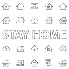 Fototapeta premium Set of House Vector Home Line Icons. Contains symbols of Conclusion of Contract, Heart, Drop of water, fire, money and more. Editable Stroke. 32x32 pixels.