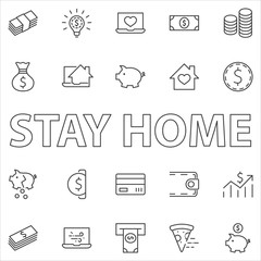 Set of Money Related Vector Line Icons. Contains such Icons as Money Bag, Piggy Bank in the form of a Pig, Wallet, ATM, Bundle of Money, Hand with a Coin and more. Editable Stroke. 32x32 Pixels.