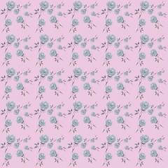 seamless floral pattern,  set with gray roses on a pink background, fabric, packaging, paper for scrubbing, wallpaper