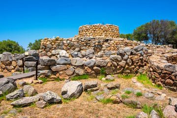 Arzachena, Sardinia, Italy -Archeological ruins of Nuragic complex La Prisgiona - Nuraghe La...